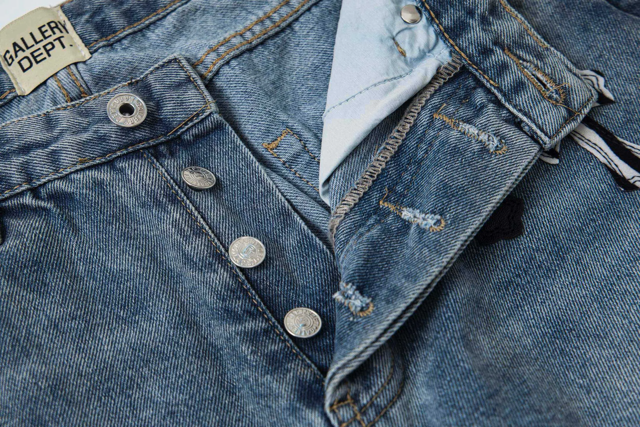 160 GALLERY DEPT & Chrome hearts logo Vintage Same Style Versatile ， ， ！ … ！ ： ：Blue Size：28 30 32 34 36